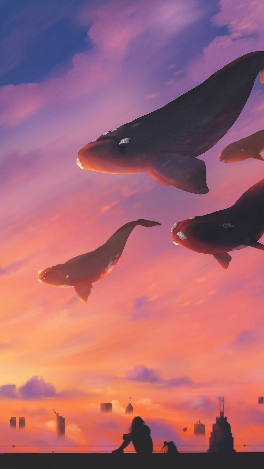 Whale Fly HD Iphone Android Wallpaper - by Rocky